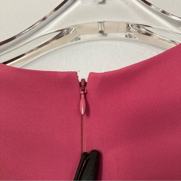 Kay Unger Dress Puff Statement Sleeve Stretch Poplin Lined Dusty Rose Event - Picture 15 of 16